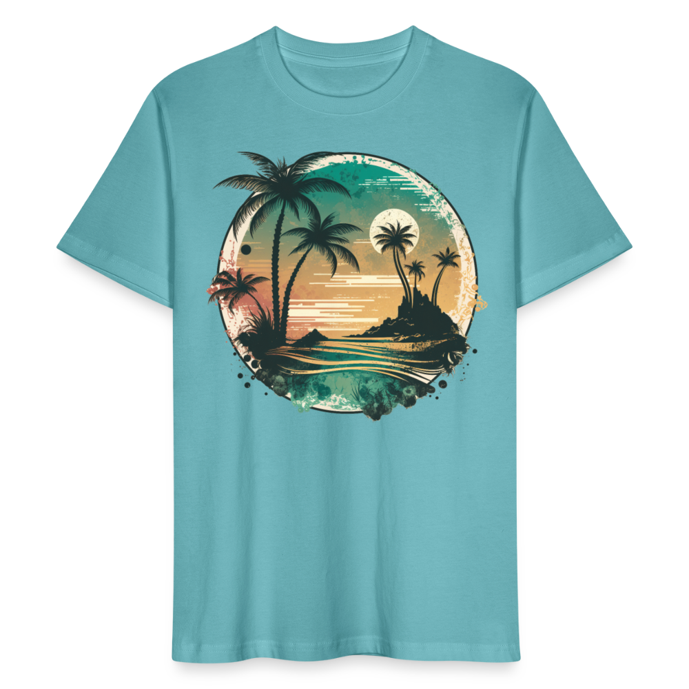 Unisex Bio-T-Shirt "Sonnenuntergang im Vintage Stil" - Pastelltürkis