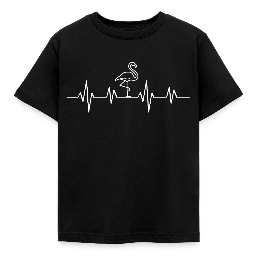 Kinder T-Shirt "Flamingo im Herzschlag" - Schwarz