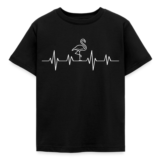 Kinder T-Shirt "Flamingo im Herzschlag" - Schwarz