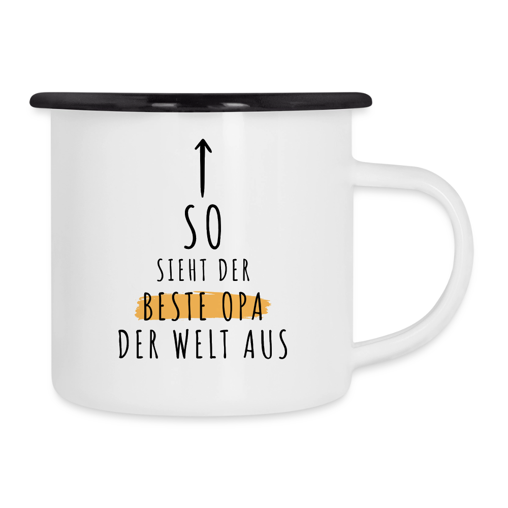 Emaille-Tasse "So sieht der beste Opa der Welt aus" - Weiß/Schwarz