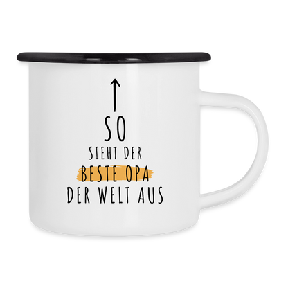 Emaille-Tasse "So sieht der beste Opa der Welt aus" - Weiß/Schwarz
