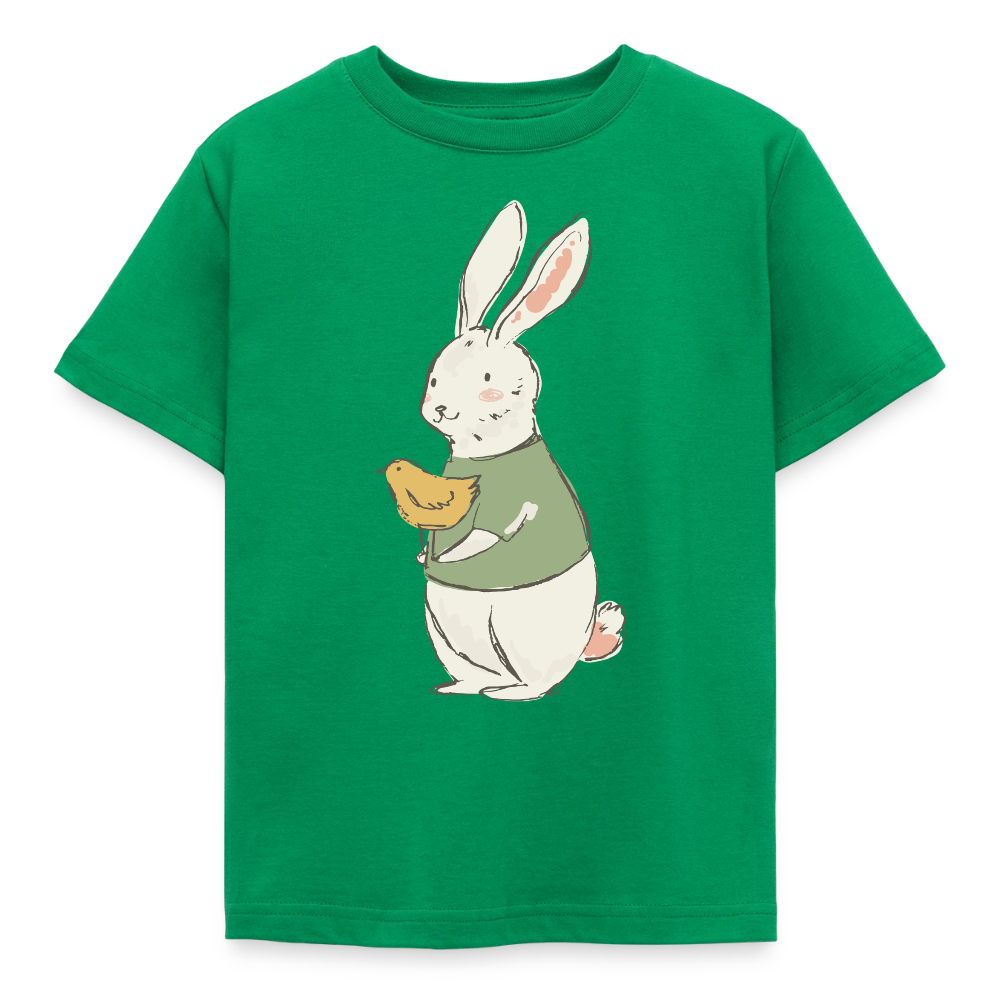 Kinder T-Shirt "Hase mit Huhn" - Kelly Green