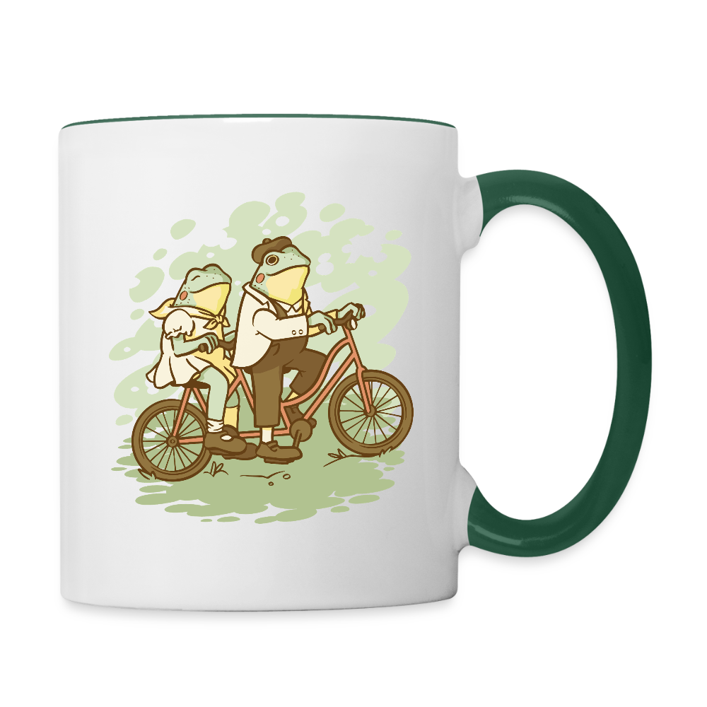 Tasse "Fahrrad Frösche" - Weiß/Dunkelgrün