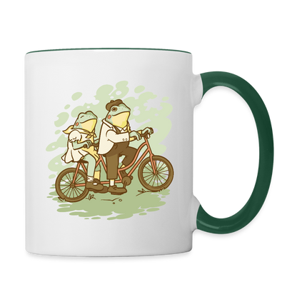 Tasse "Fahrrad Frösche" - Weiß/Dunkelgrün