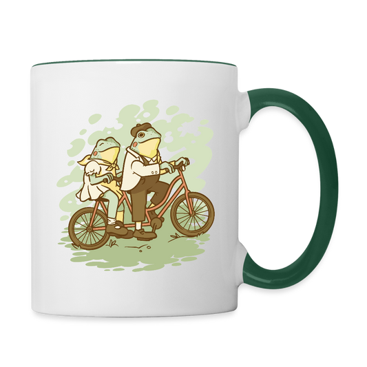 Tasse "Fahrrad Frösche" - Weiß/Dunkelgrün