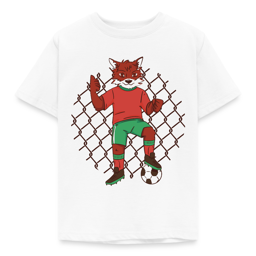 Kinder T-Shirt "Fuchs als Fußballer" - Weiß
