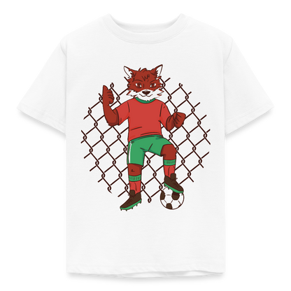 Kinder T-Shirt "Fuchs als Fußballer" - Weiß