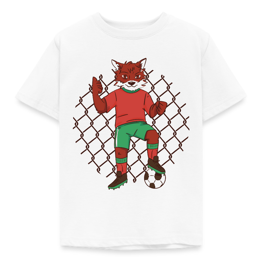 Kinder T-Shirt "Fuchs als Fußballer" - Weiß