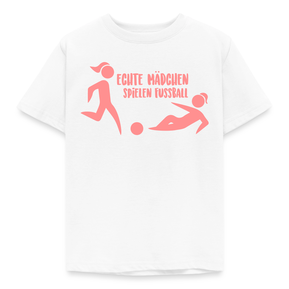 Kinder T-Shirt "Echte Mädchen spielen Fussball" - Weiß