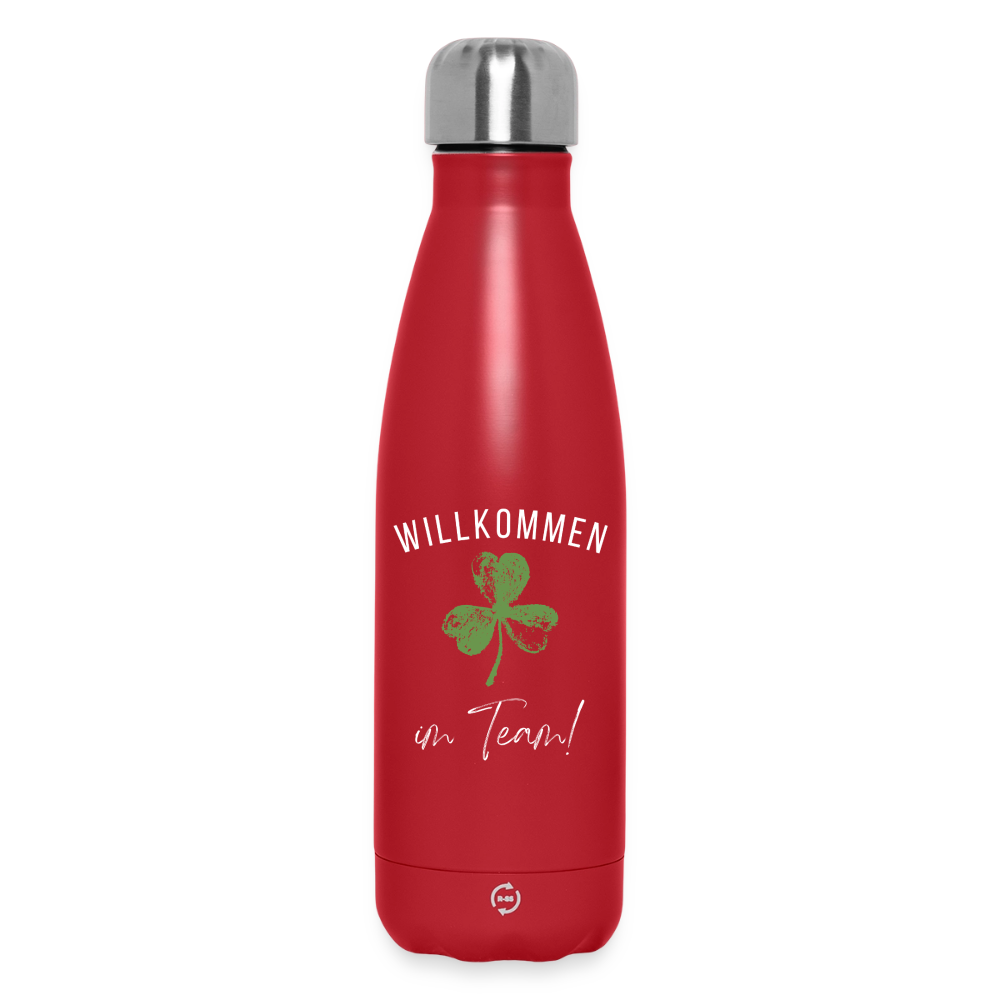 Thermosflasche 500 ml "Willkommen im Team" (Kleeblatt) - Rot