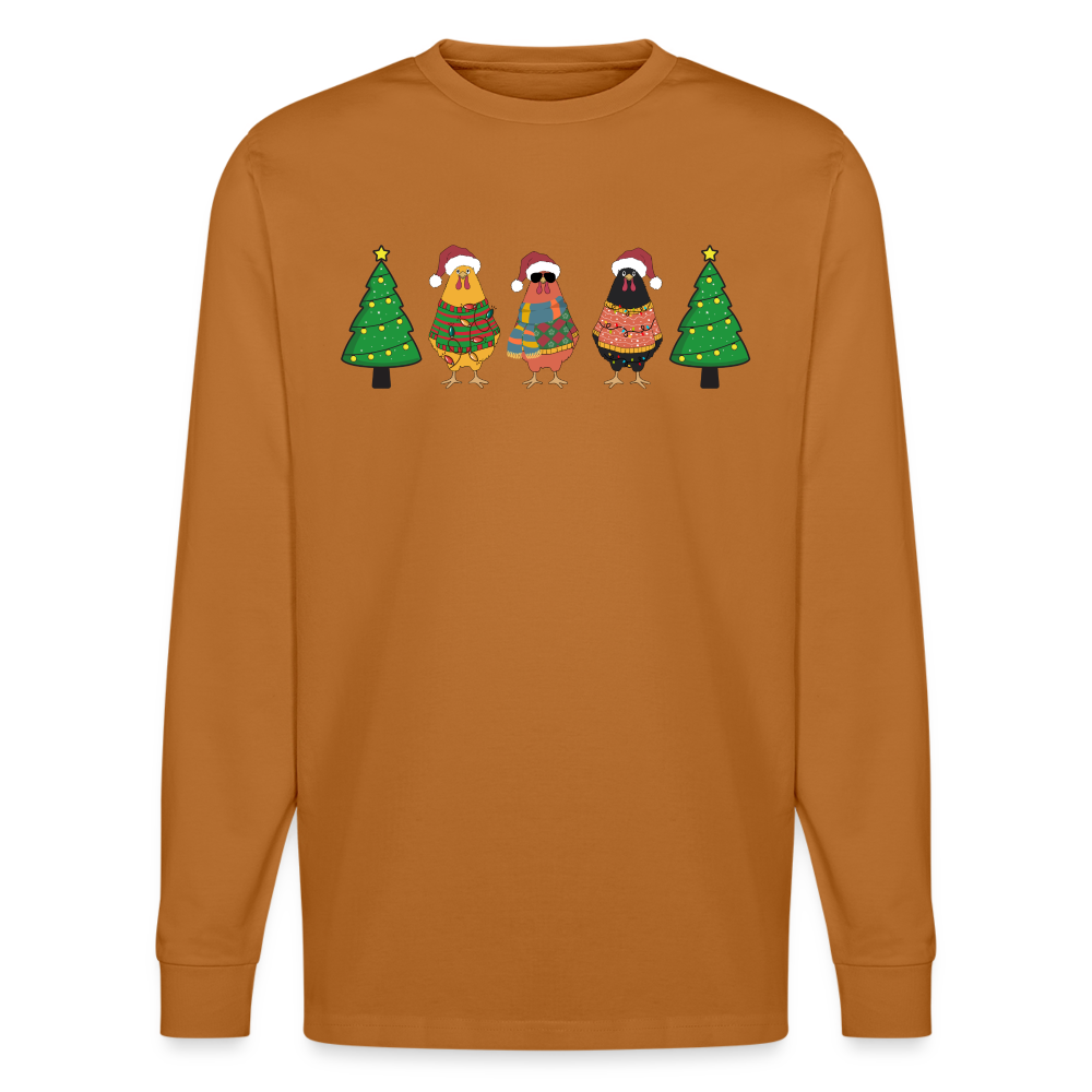 Bio-Langarmshirt "Weihnachtshühner" - Herbstorange