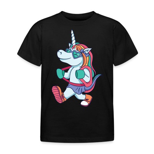 Kinder T-Shirt "Schulkind-Einhorn" - Schwarz