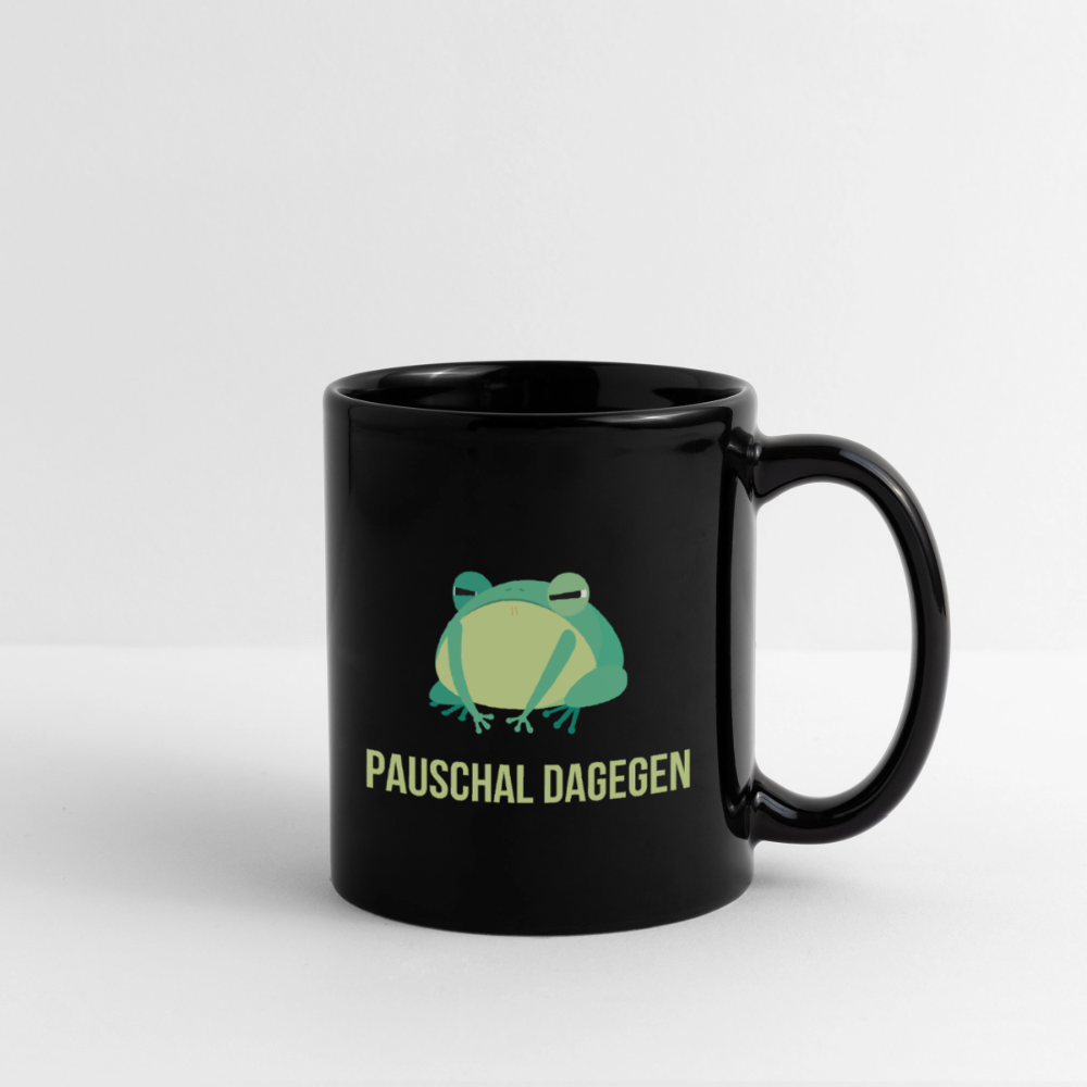 Tasse "Pauschal dagegen" (Frosch-Motiv) - Schwarz