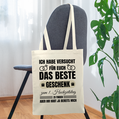 Stoffbeutel "Das beste Geschenk zum 1. Hochzeitstag" - Natur