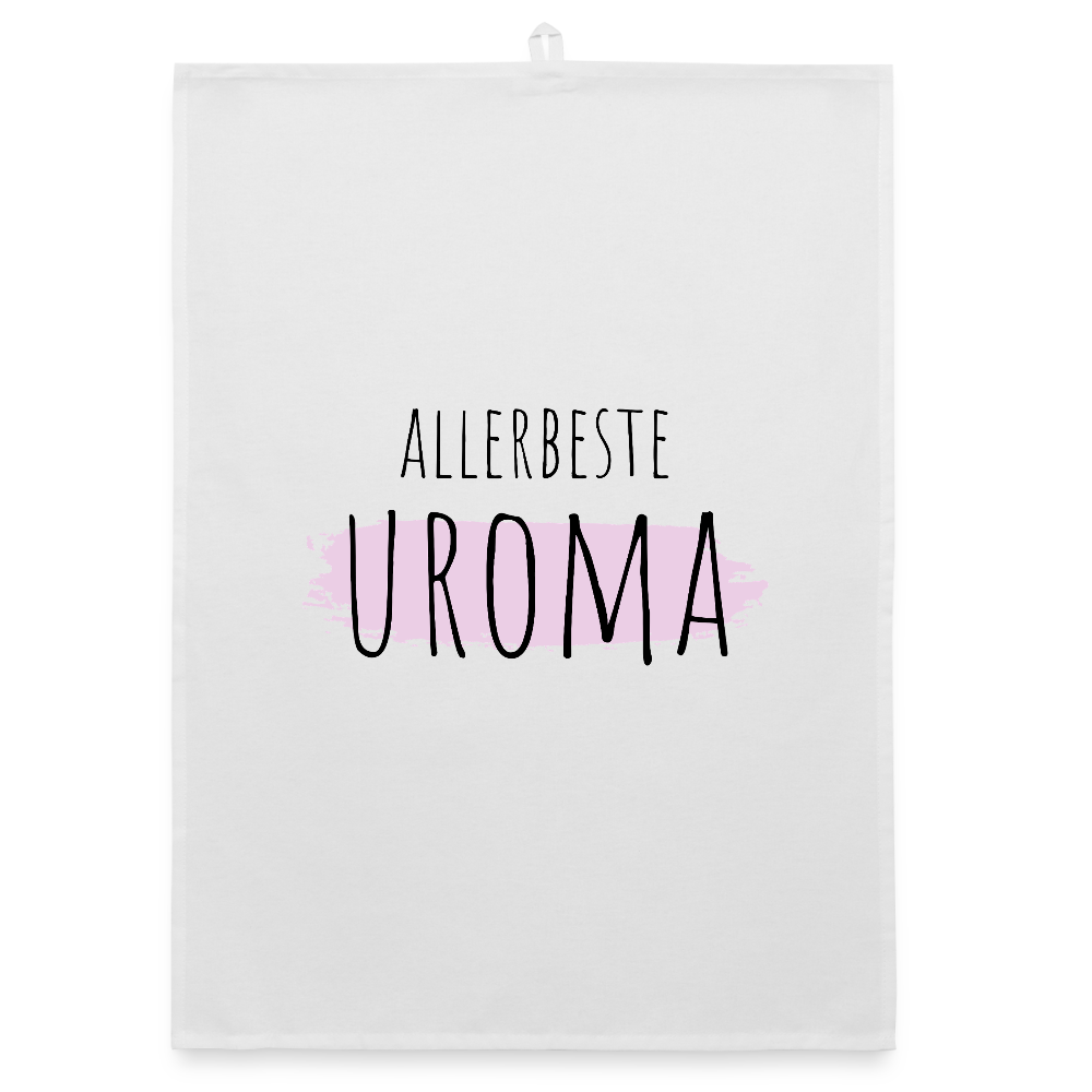 Geschirrtuch "Allerbeste Uroma" (Hintergrundmotiv) - Weiß