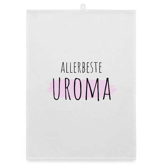 Geschirrtuch "Allerbeste Uroma" (Hintergrundmotiv) - Weiß