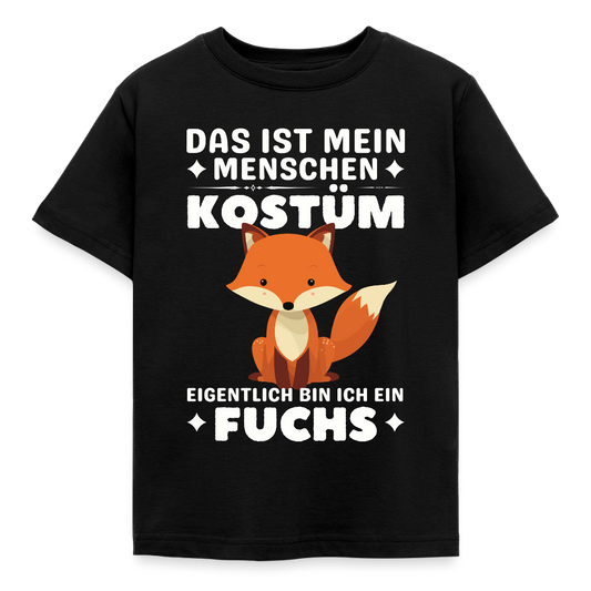 Kinder T-Shirt "Das ist mein Menschen Kostüm, eigentlich bin ich ein Fuchs" - Schwarz