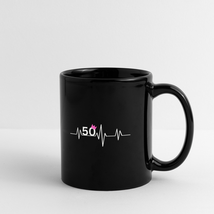 Tasse "50 mit rosa Krone" - Schwarz