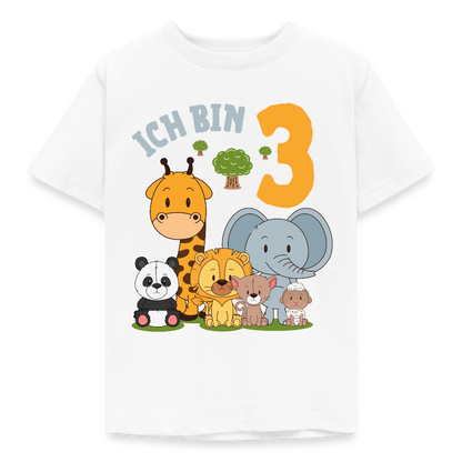 Kinder T-Shirt "Ich bin 3" (Niedliches Tiermotiv) - Weiß