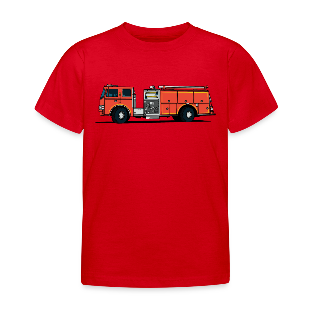 Kinder T-Shirt "Cooles Feuerwehr-Auto" - Rot