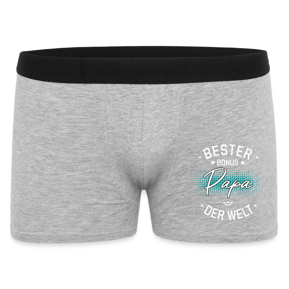 Männer Boxer Shorts "Bester Bonus Papa der Welt" - Grau meliert