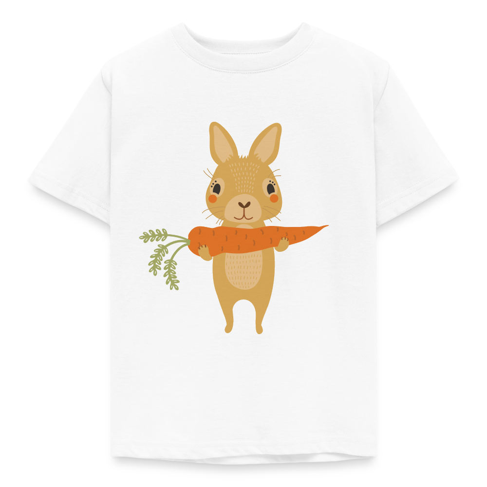 Kinder T-Shirt "Hase hält Karotte" - Weiß