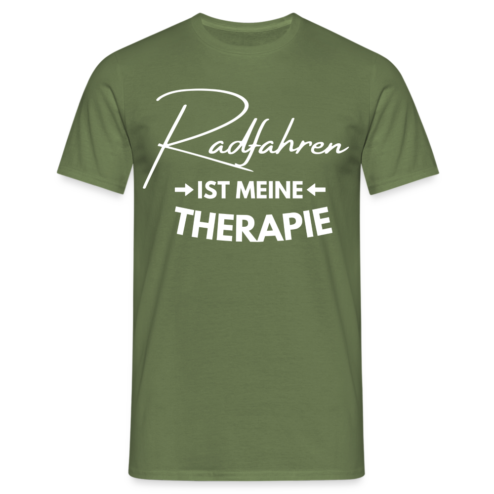 Männer T-Shirt "Radfahren ist meine Therapie" - Militärgrün