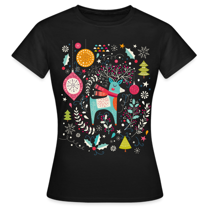 Frauen T-Shirt "Wundervolles Rentier-Motiv" - Schwarz