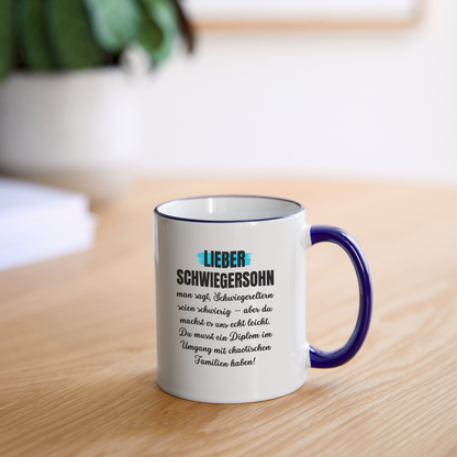 Tasse "Lieber Schwiegersohn" - Weiß/Kobaltblau