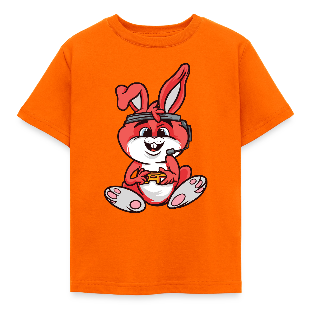 Kinder T-Shirt "Hase beim Zocken" - Orange