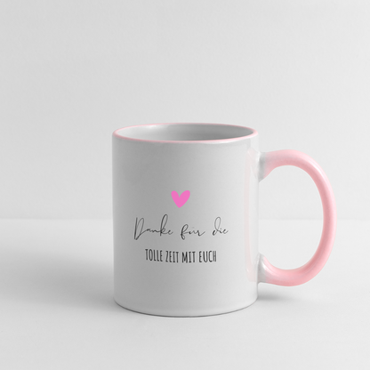 Tasse "Danke für die tolle Zeit mit euch" - Weiß/Pink