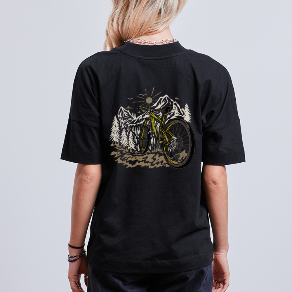 Unisex Oversize Bio-T-Shirt mit Mountainbike Backprint - Schwarz