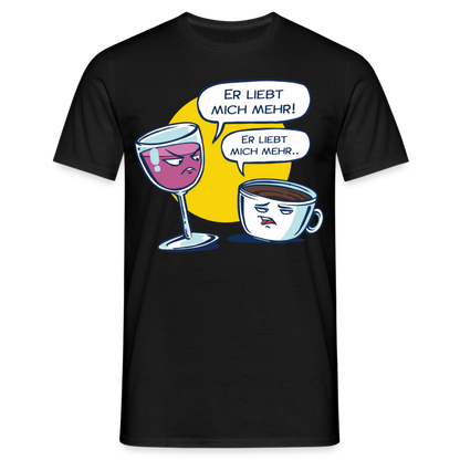 Männer T-Shirt "Wein und Kaffee" - Schwarz