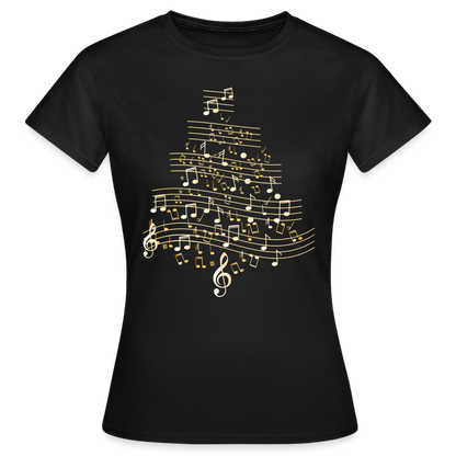 Frauen T-Shirt "Musikalischer Weihnachtsbaum" - Schwarz