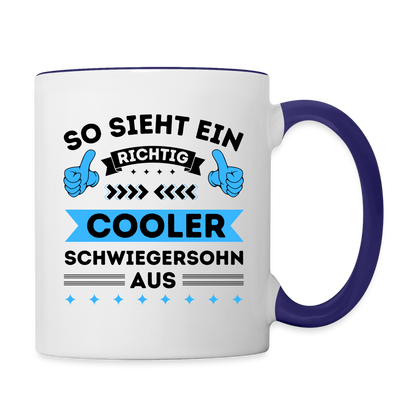 Tasse "So sieht ein richtig cooler Schwiegersohn aus" - Weiß/Kobaltblau