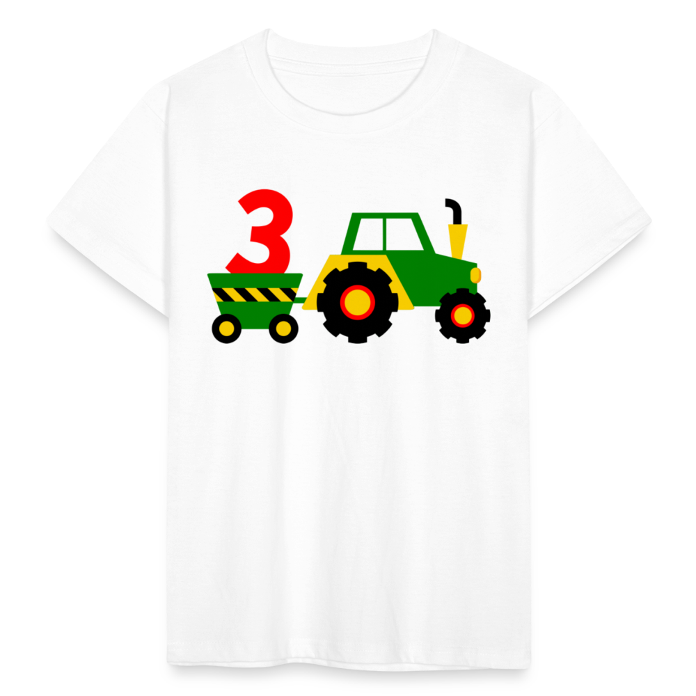 Kinder T-Shirt "3 Jahre" mit Traktor-Motiv - Weiß