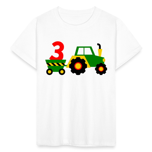 Kinder T-Shirt "3 Jahre" mit Traktor-Motiv - Weiß