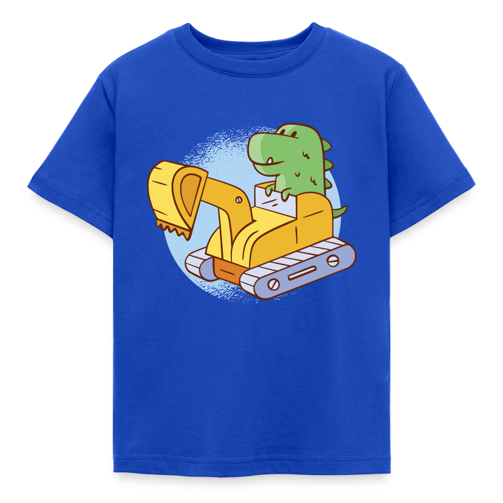 Kinder T-Shirt "Baby Dinosaurier mit Bagger" - Royalblau