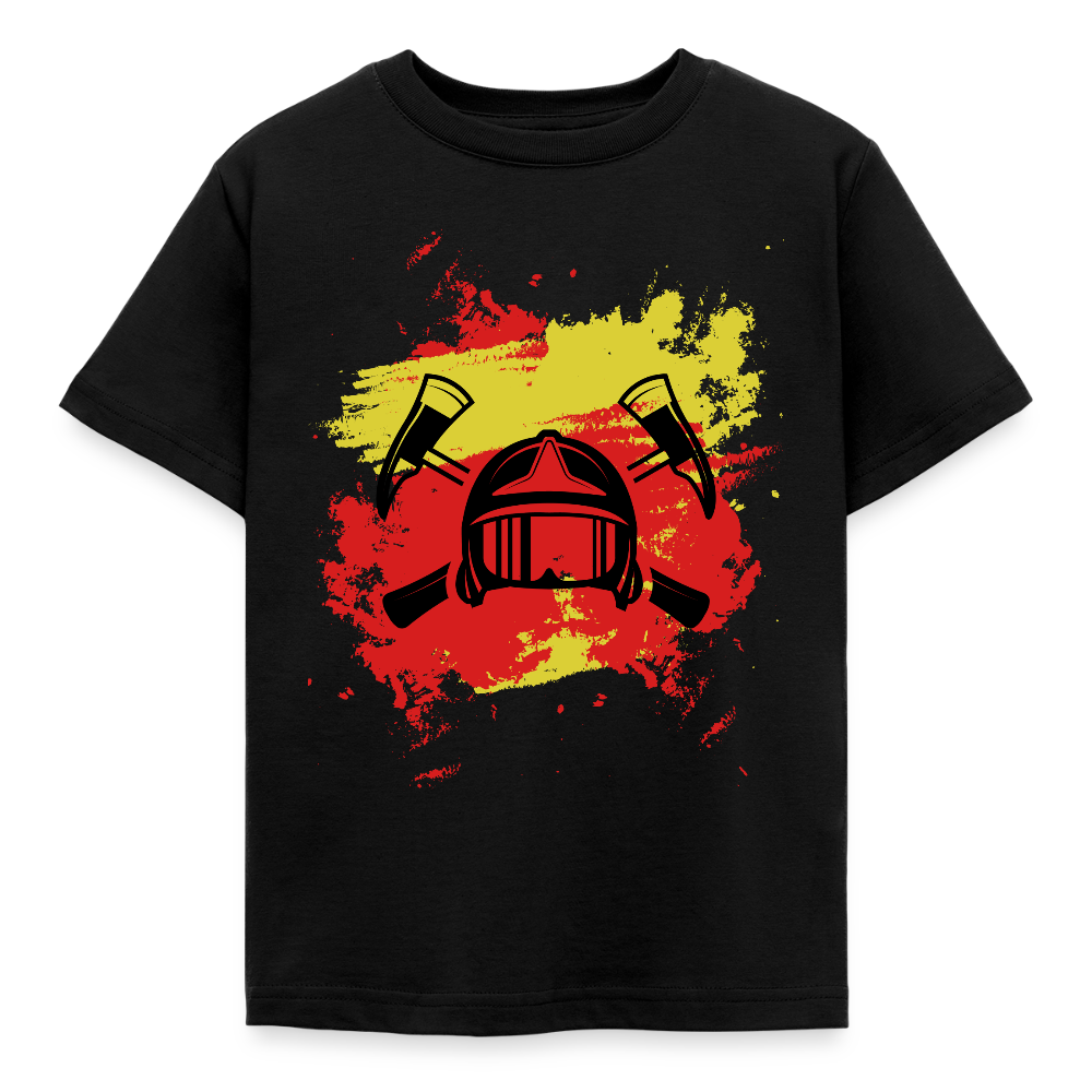 Kinder T-Shirt "Cooles Feuerwehrhelm Design" - Schwarz