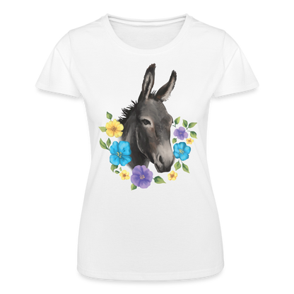 Frauen T-Shirt "Esel mit Blumen" - Weiß
