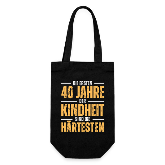 Geschenkbeutel für Flaschen "Die ersten 40 Jahre" - Schwarz