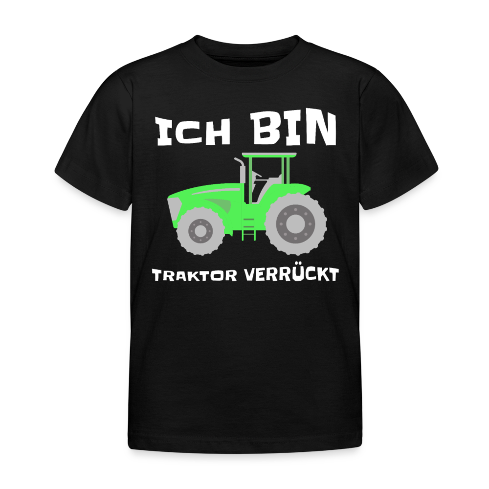 Kinder T-Shirt "Ich bin Traktor verrückt" - Schwarz