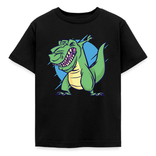 Kinder T-Shirt "Dinosaurier mit cooler Geste" - Schwarz