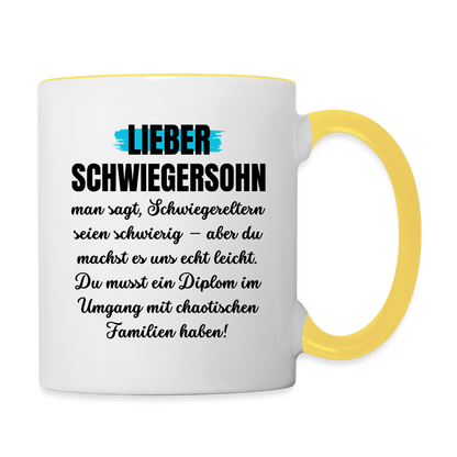 Tasse "Lieber Schwiegersohn" - Weiß/Gelb