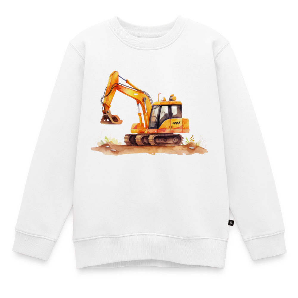Kinder Pullover "Bagger im Wasserfarben-Stil" - Weiß