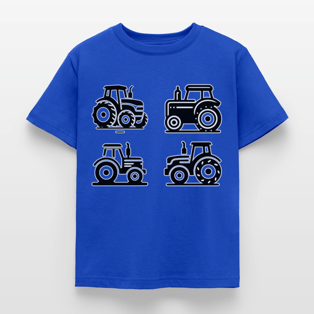 Kinder T-Shirt "4 minimalistische Traktoren" - Royalblau