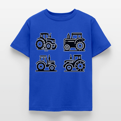 Kinder T-Shirt "4 minimalistische Traktoren" - Royalblau