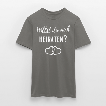 Männer T-Shirt "Willst du mich heiraten?" (2 Herzen) - Graphit
