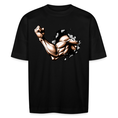 Oversize Bio-T-Shirt "Hervorkommender Bizeps" - Schwarz