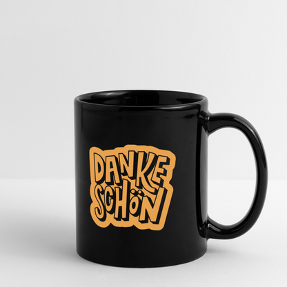 Tasse "Dankeschön" (Orangenes Motiv) - Schwarz